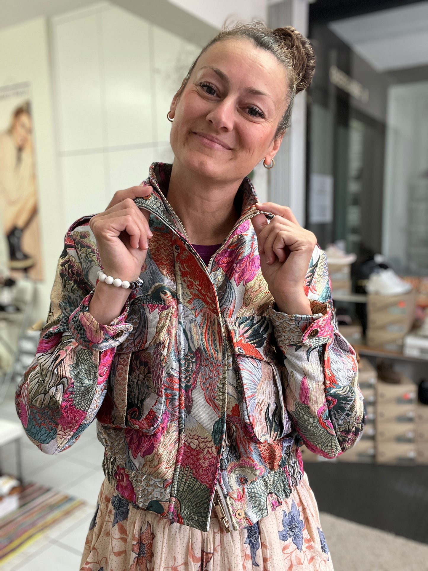 Jacquard Jacke Paradies Rose