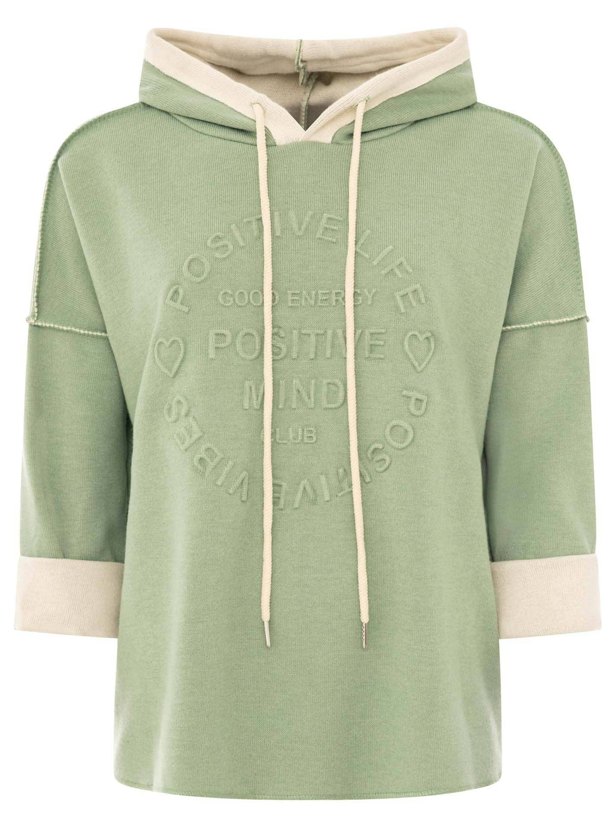 Zwillingsherz Doubleface Hoodie "Positive Mind": Salbei