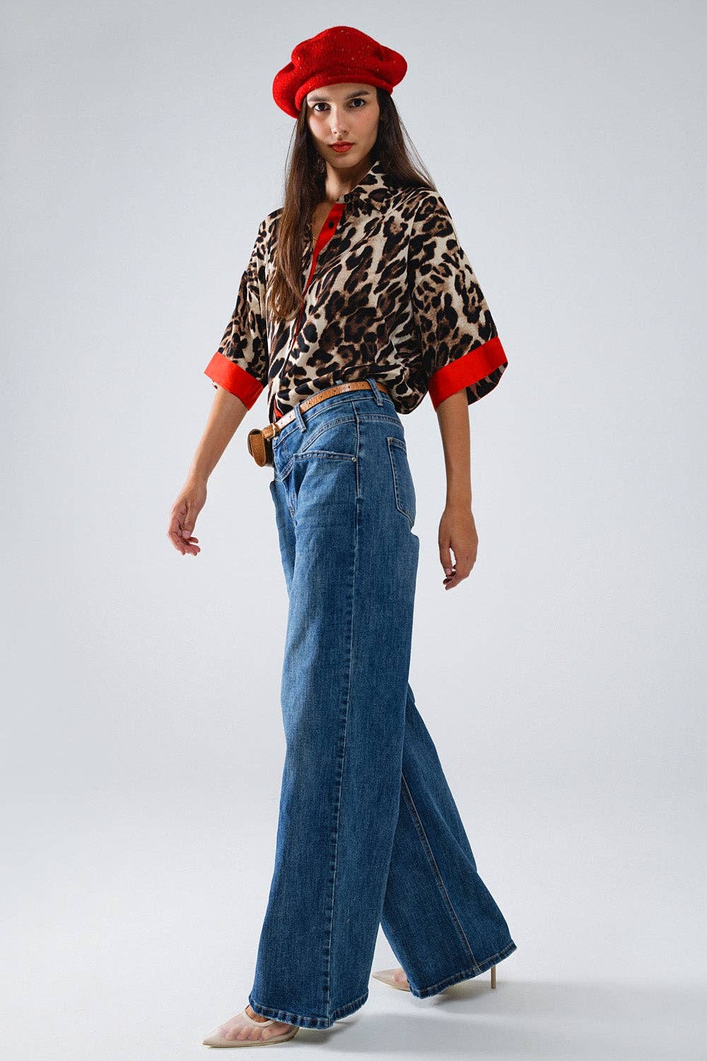 Blaue Flare-Jeans