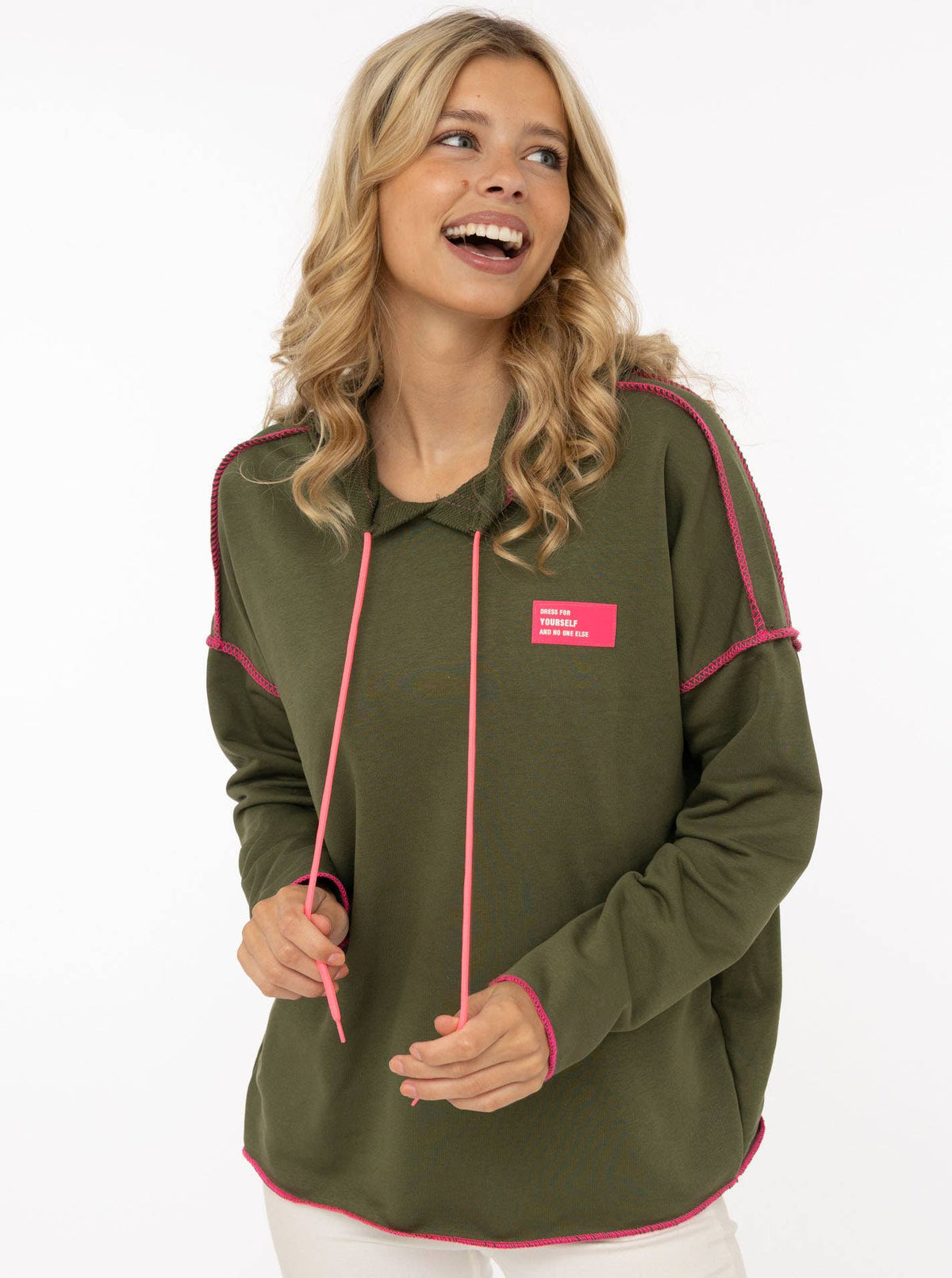 Zwillingsherz Hoodie BW "Neon Colors" Oliv