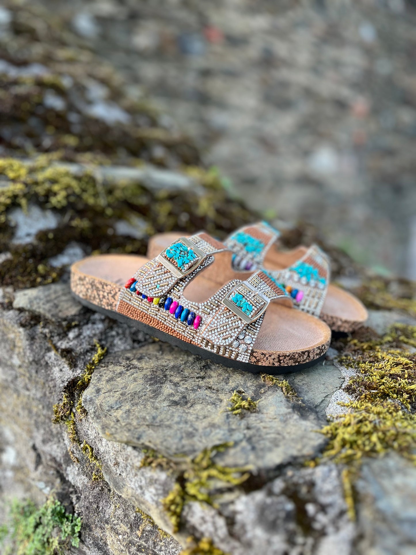 Bunte Pantolette mit Strass IBIZA