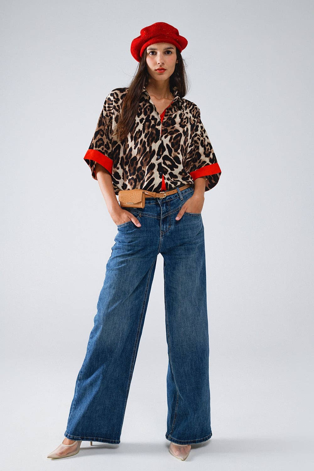 Blaue Flare-Jeans