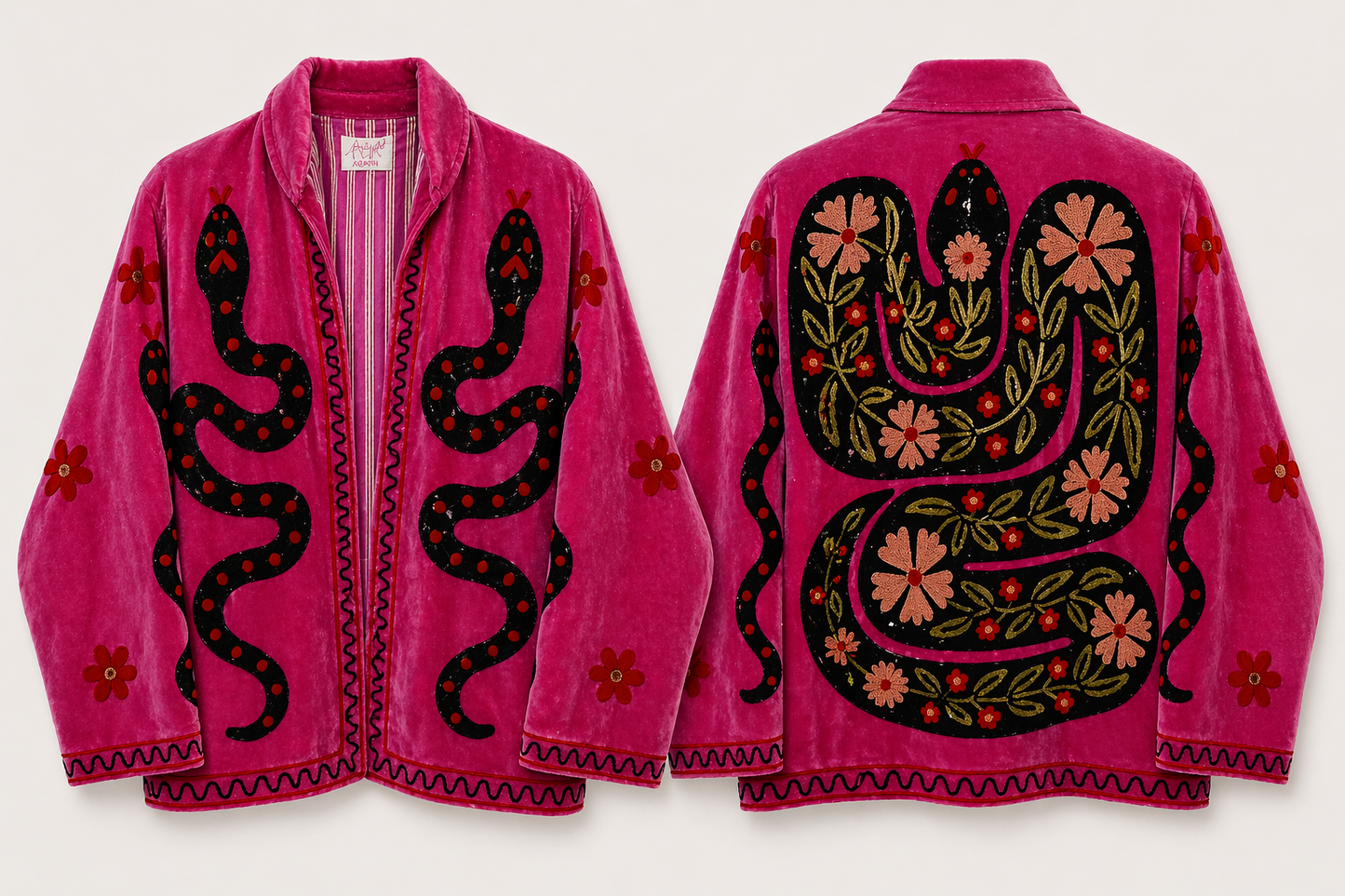 Samtjacke mit Suzani Bestrickung