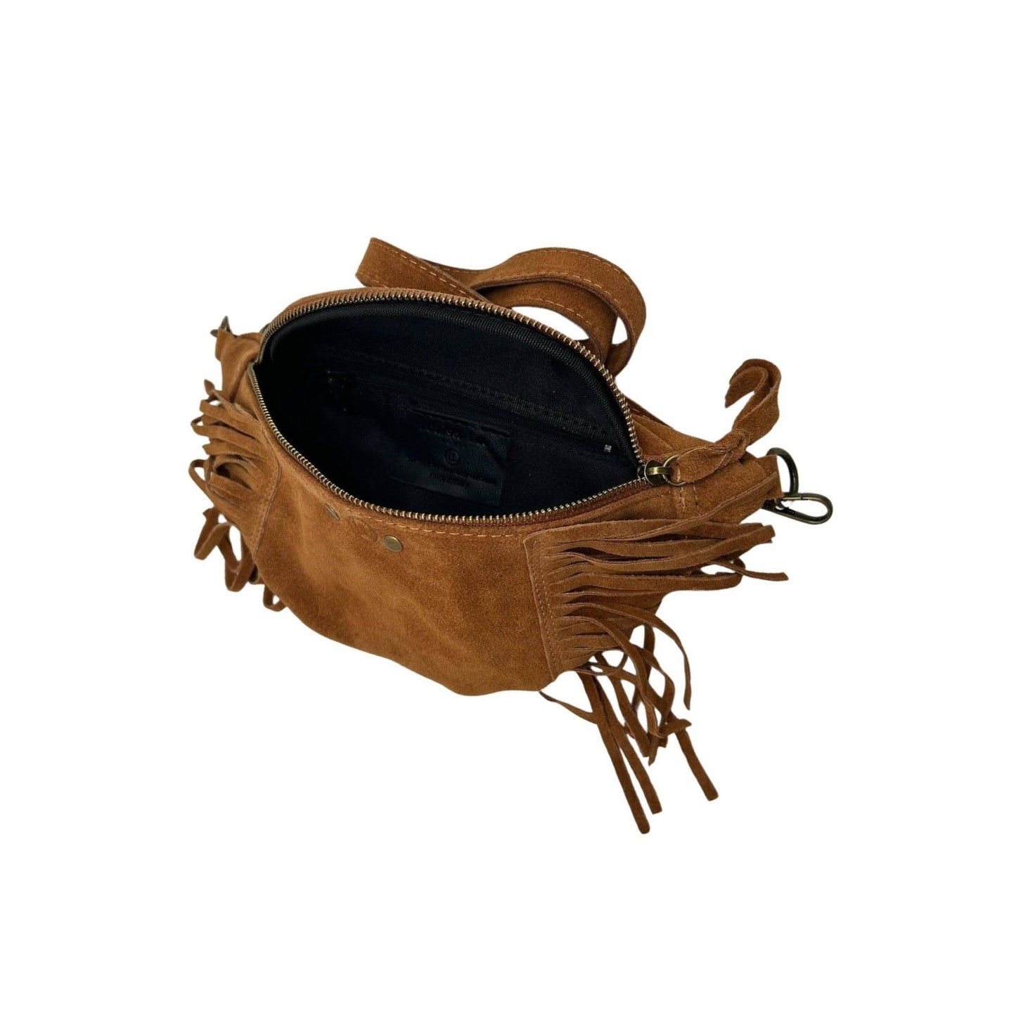 Esperanza Bauchtasche aus Wildleder mit Fransen: KAMEL