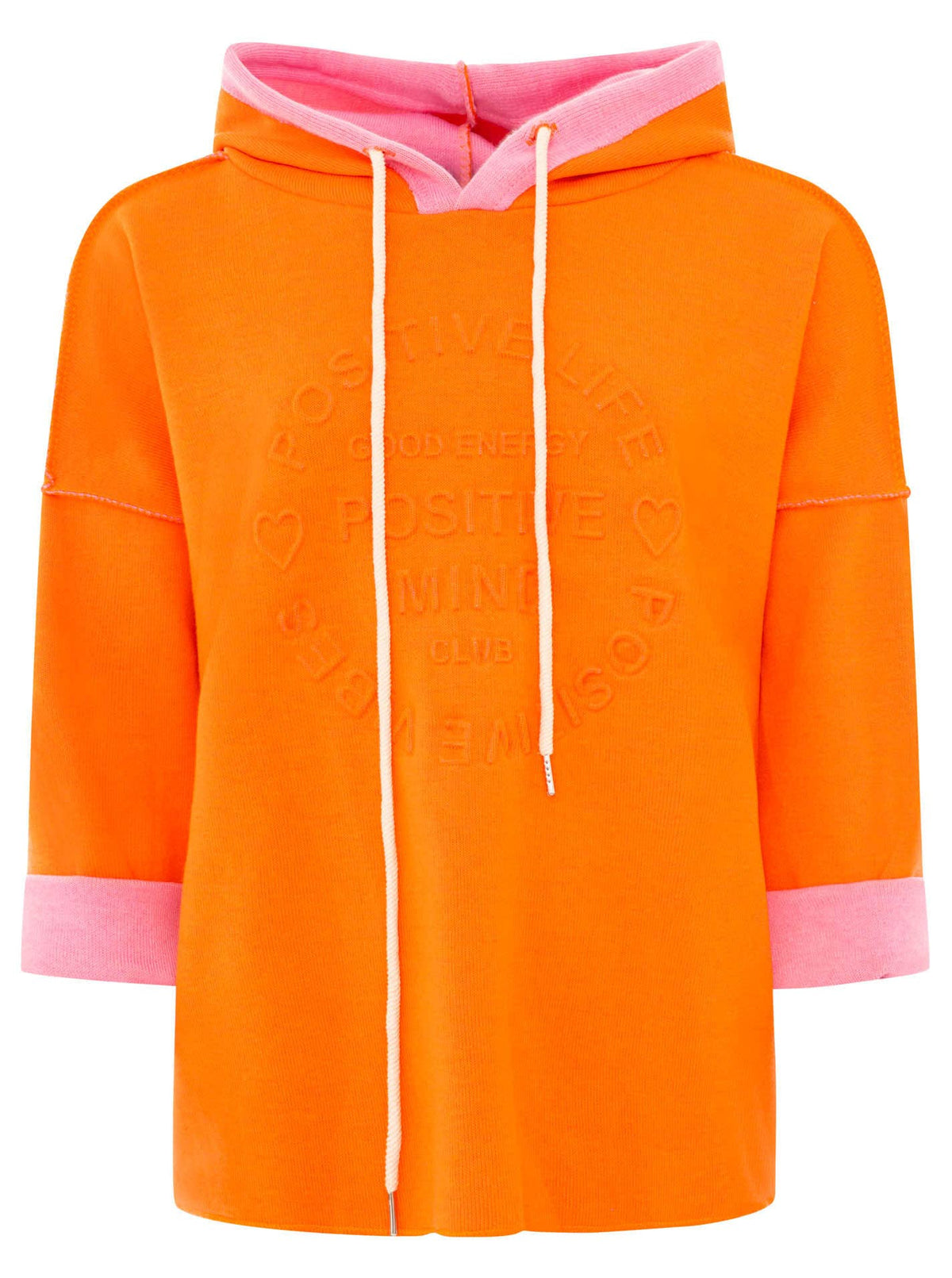 Zwillingsherz Doubleface Hoodie "Positive Mind": Orange/Pink