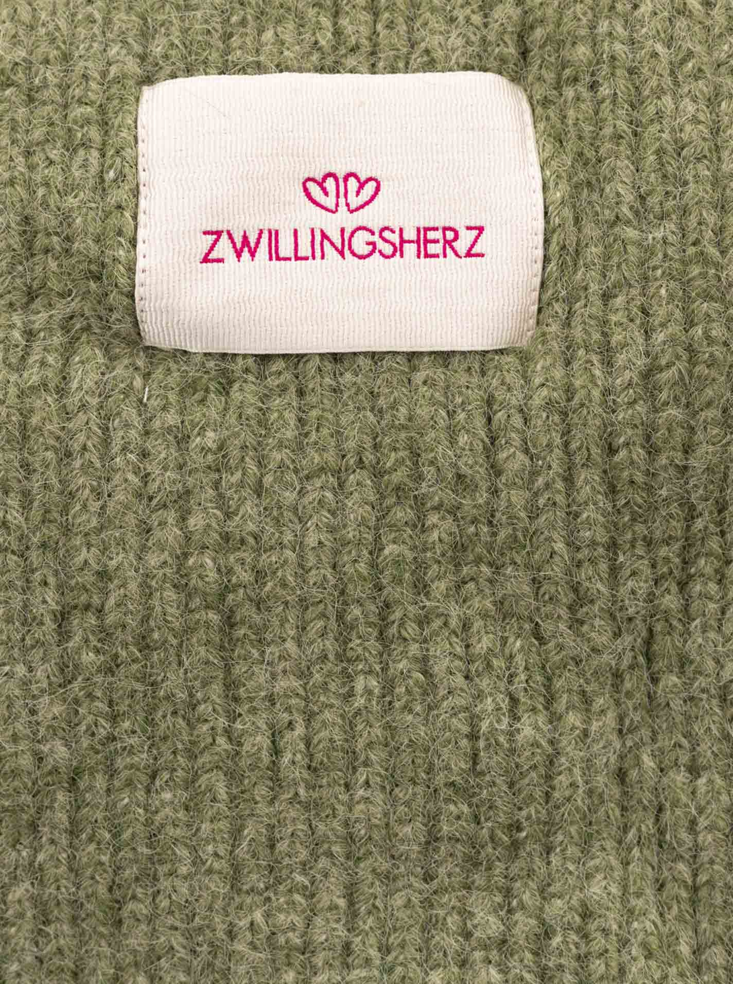 Zwillingsherz Schal Wolle Khaki