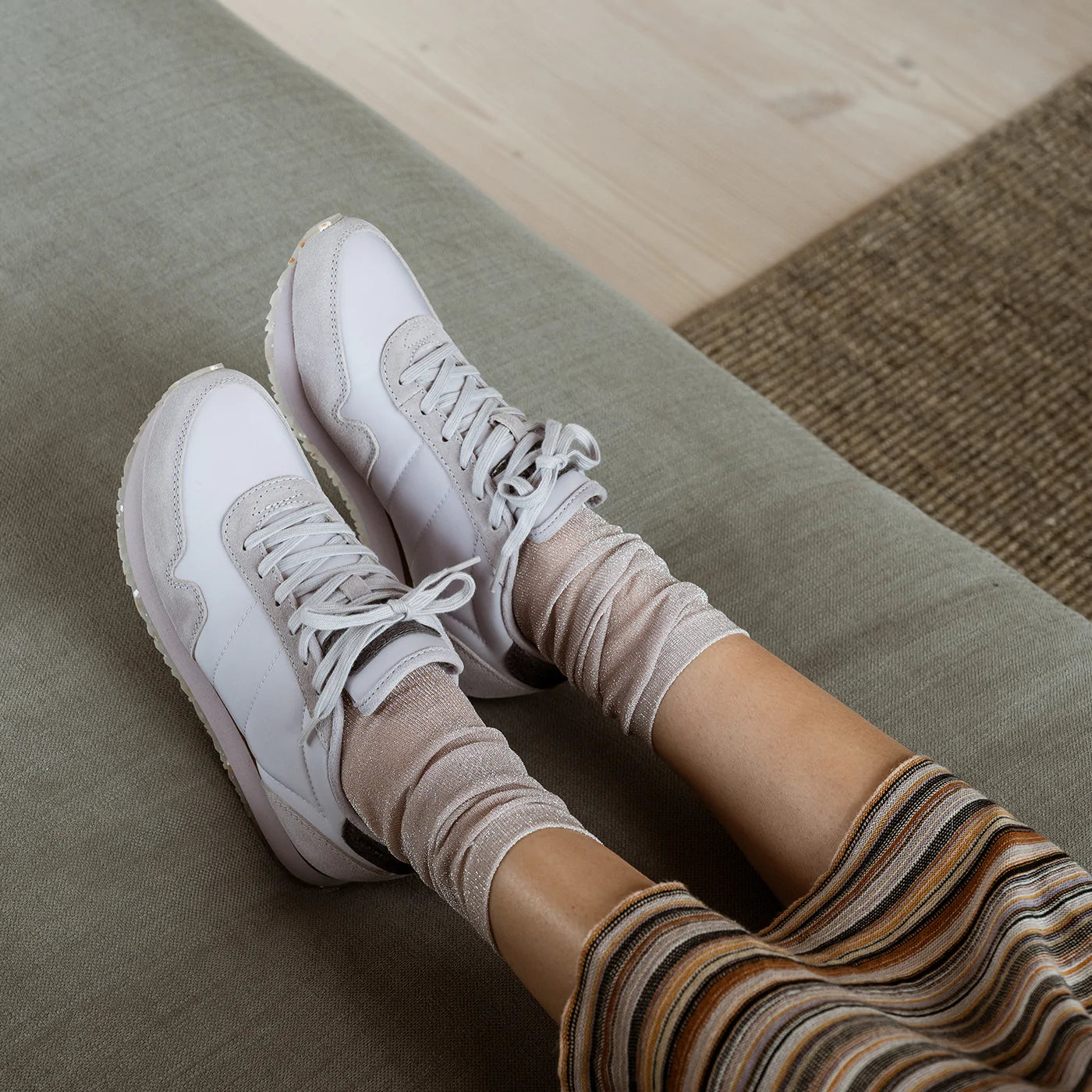 Woden Sneaker Nora III Leather Lilac Marble
