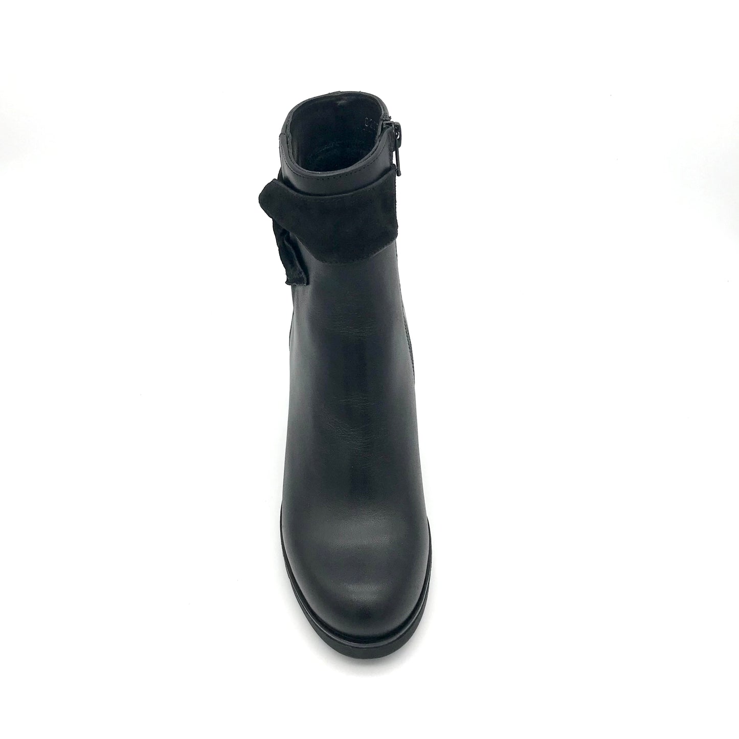 The Schuh Effekt Damen Stiefelette Schwarz Leder