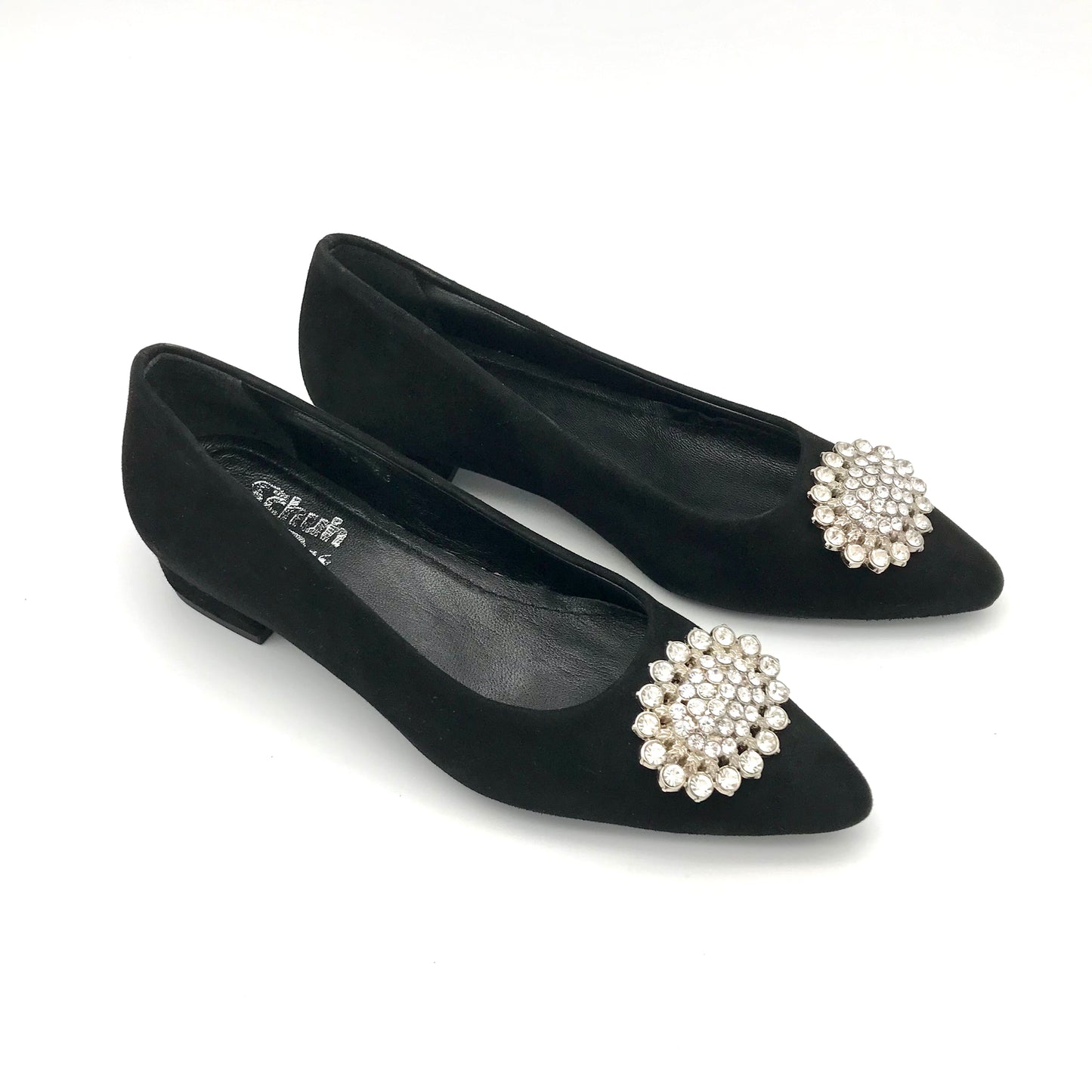 Ballerinas mit Schmuck Dekor - Schwarz