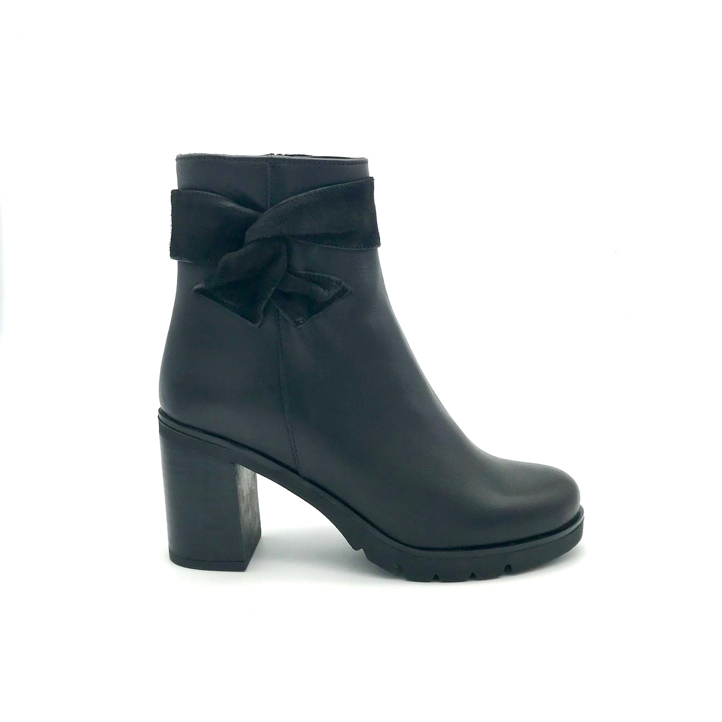 The Schuh Effekt Damen Stiefelette Schwarz Leder