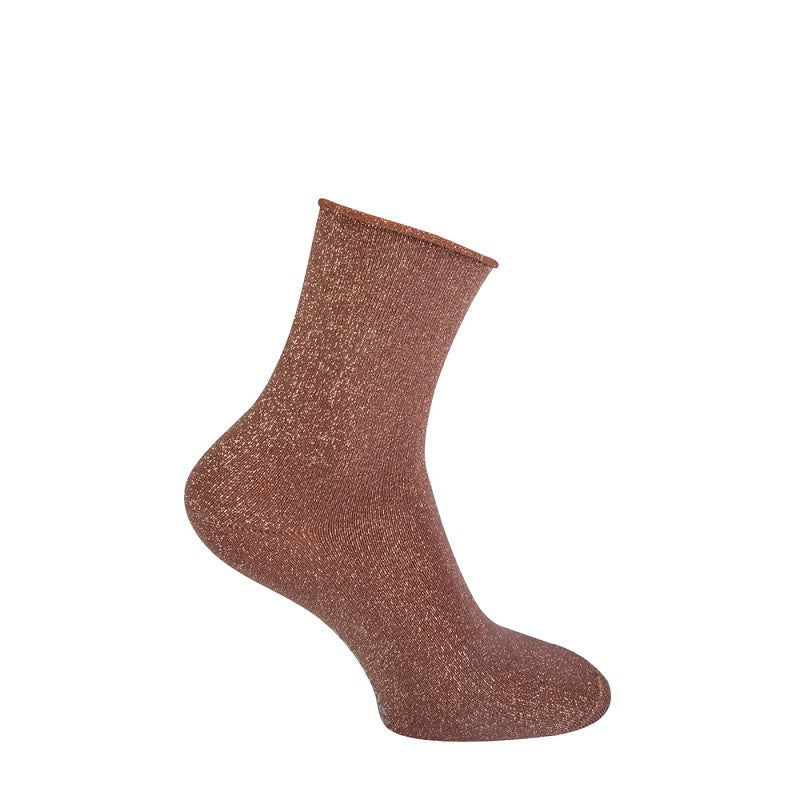 MarcMarcs Damen Socken Glitzer Camel Metallic