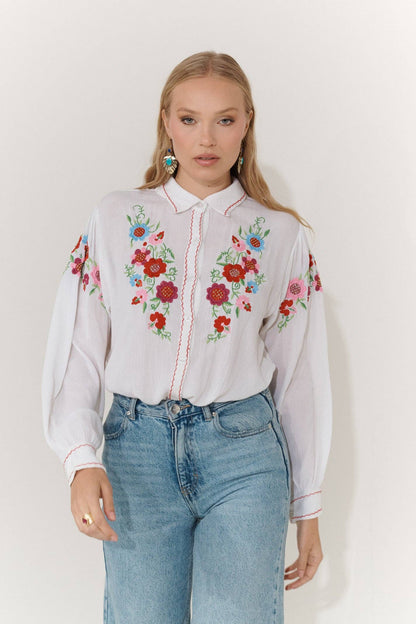 Piti Cuiti Boho Bluse mit Blumen