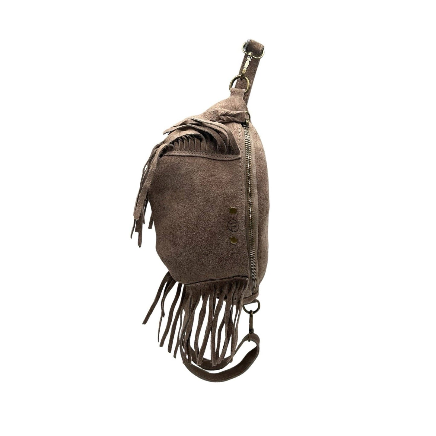 Esperanza Bauchtasche aus Wildleder mit Fransen: KAMEL