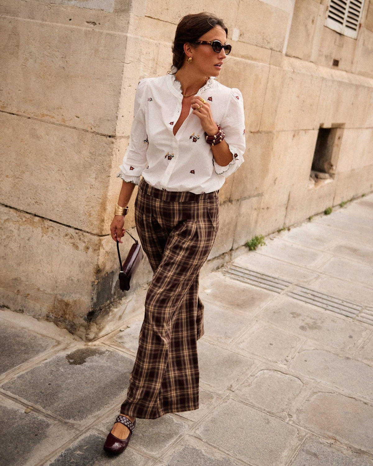 Claude Hose mit hohem Bund Marron