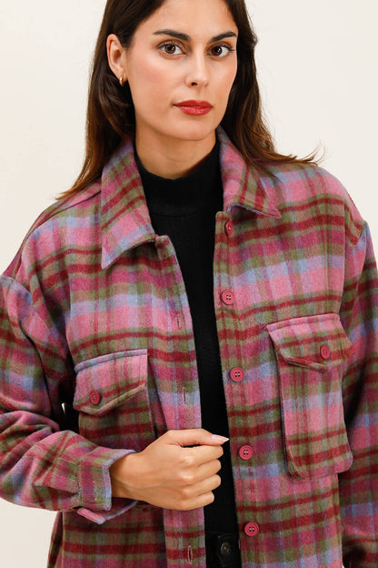 Karo Überhemd Fuchsia