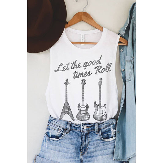 Tanktop "Let the good times roll" Weiss