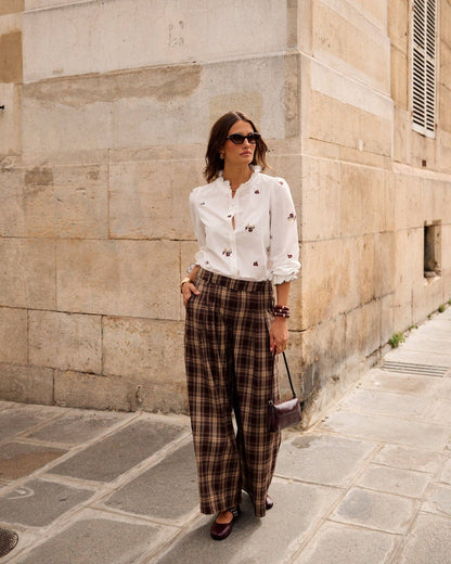 Claude Hose mit hohem Bund Marron