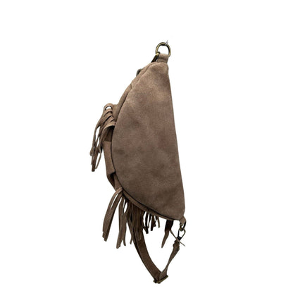 Esperanza Bauchtasche aus Wildleder mit Fransen: KAMEL