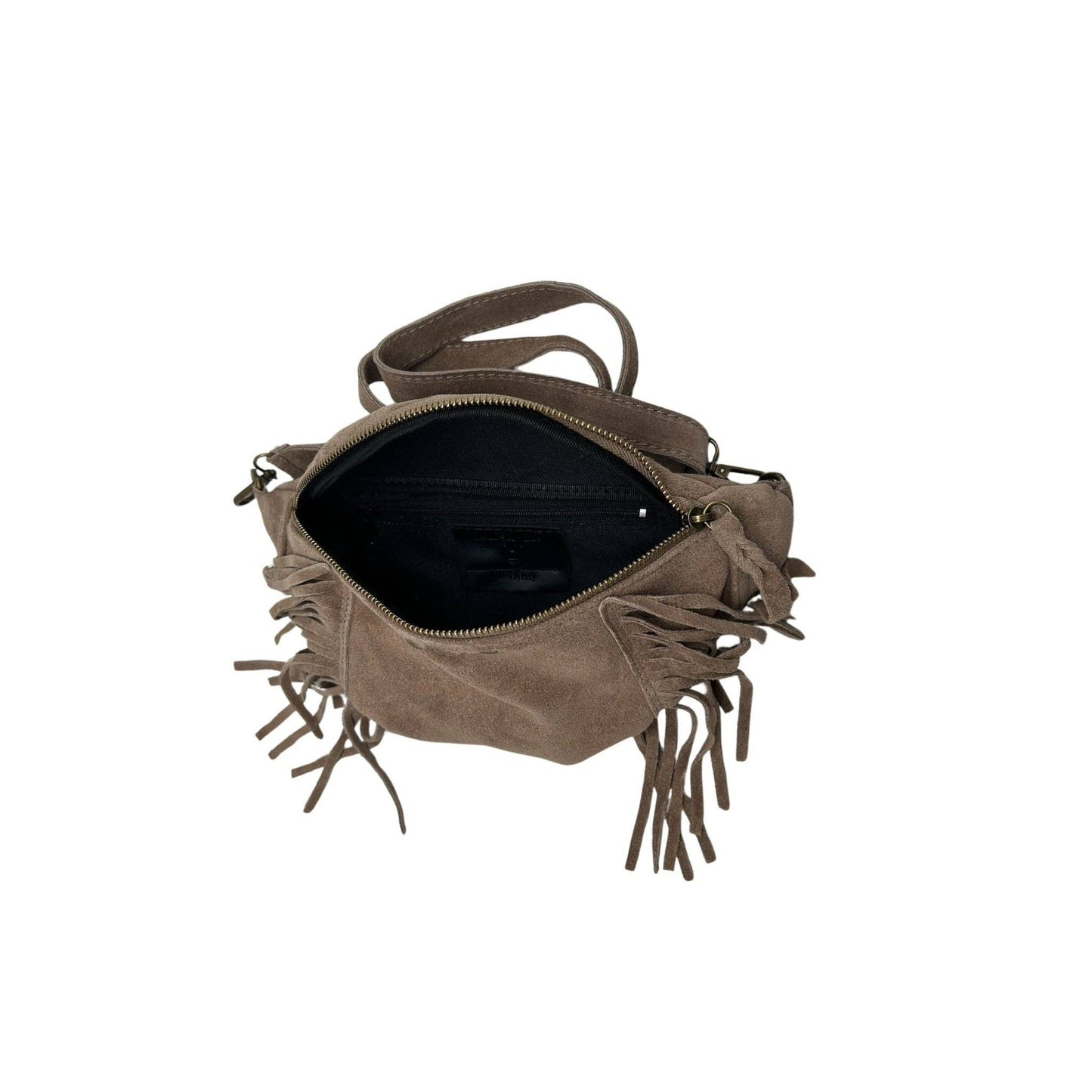 Esperanza Bauchtasche aus Wildleder mit Fransen: KAMEL