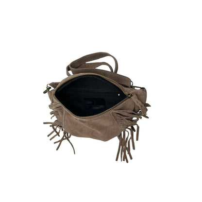 Esperanza Bauchtasche aus Wildleder mit Fransen: KAMEL