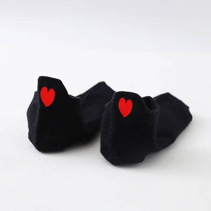 Damen Herz Zunge Socken Rot I 35-41: Noir / 35-41