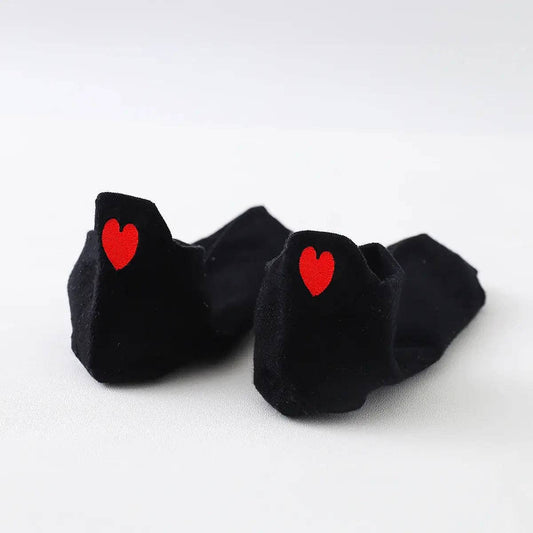 Damen Herz Zunge Socken Rot I 35-41: Noir / 35-41