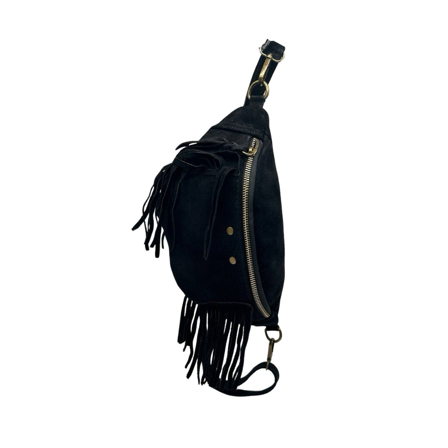 Esperanza Bauchtasche aus Wildleder mit Fransen: KAMEL