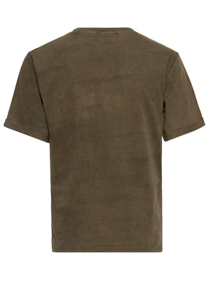 Acid-Washed T-Shirt «Split The Road» Oliv