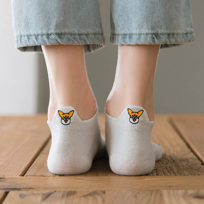 Damen Hundezunge Socken I 35-41: Blanc/Jaune / 35-41