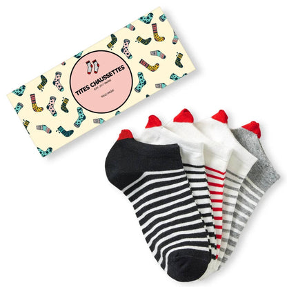 Marine Damen-Kurzsocken Coup de Coeur I 35-41: Blanc/Noir / 35-41