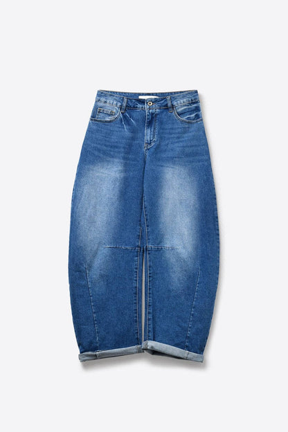 Barrel-Jeans mit mittlerer Waschung