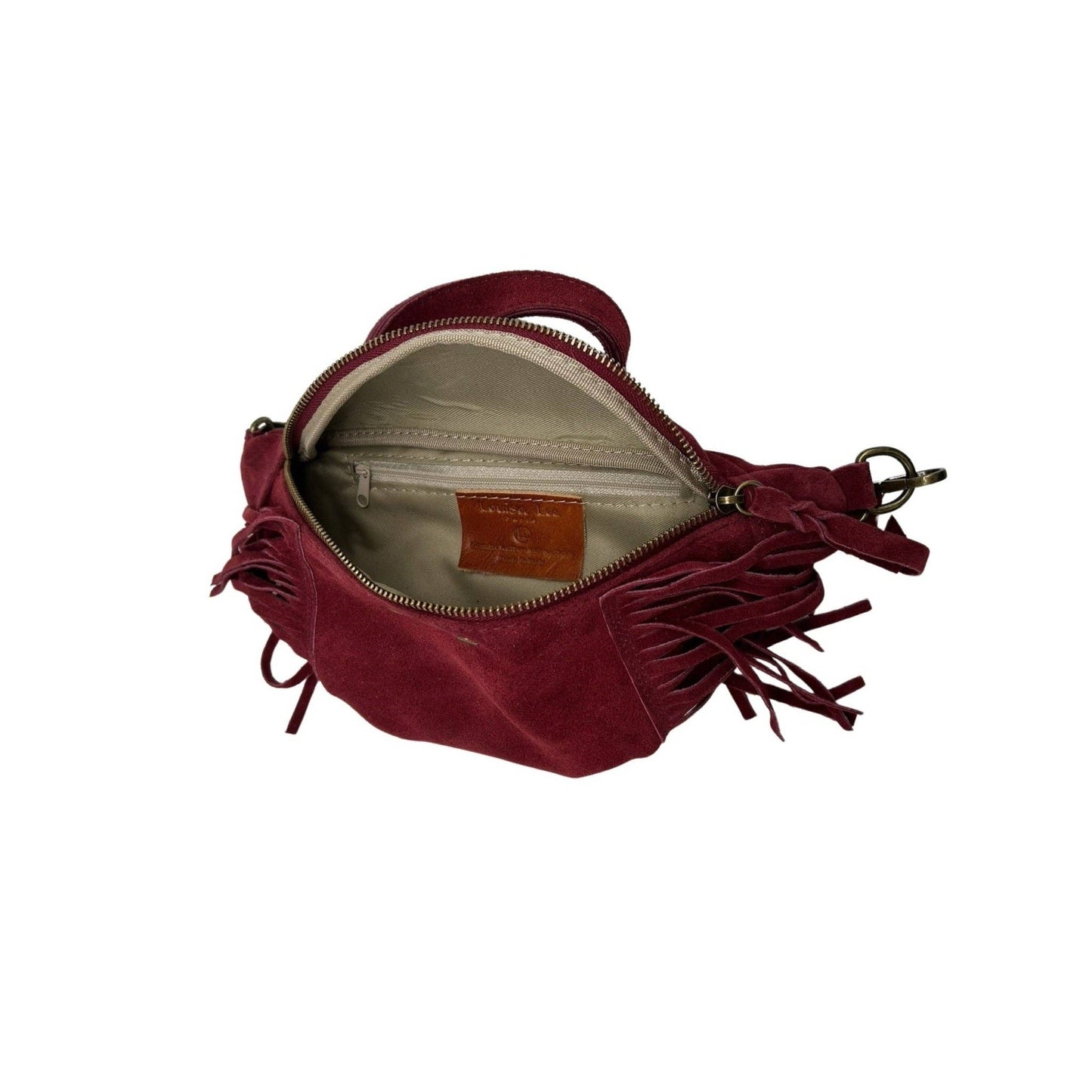 Esperanza Bauchtasche aus Wildleder mit Fransen: KAMEL
