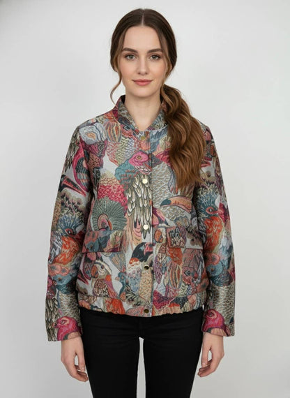 Metallicoptik Jacquard Jacke Paradies Pink