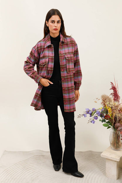 Karo Überhemd Fuchsia