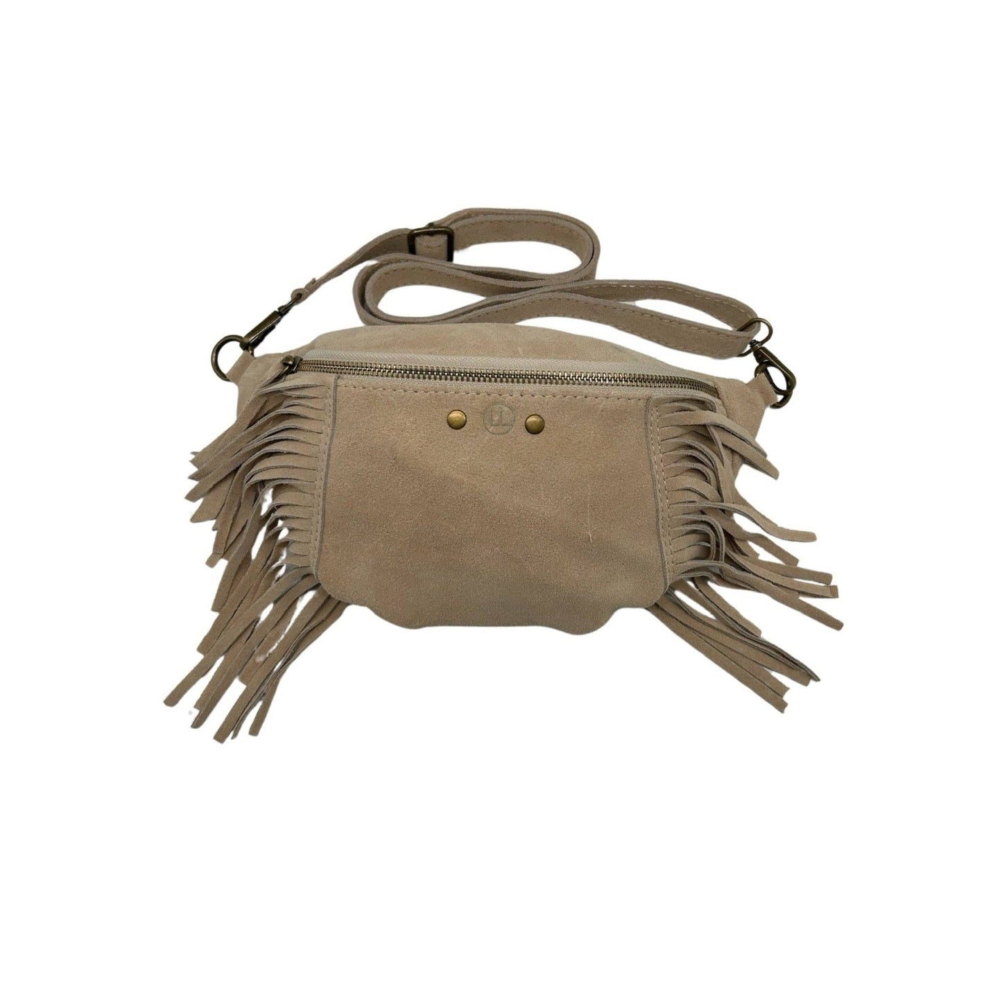Esperanza Bauchtasche aus Wildleder mit Fransen: KAMEL