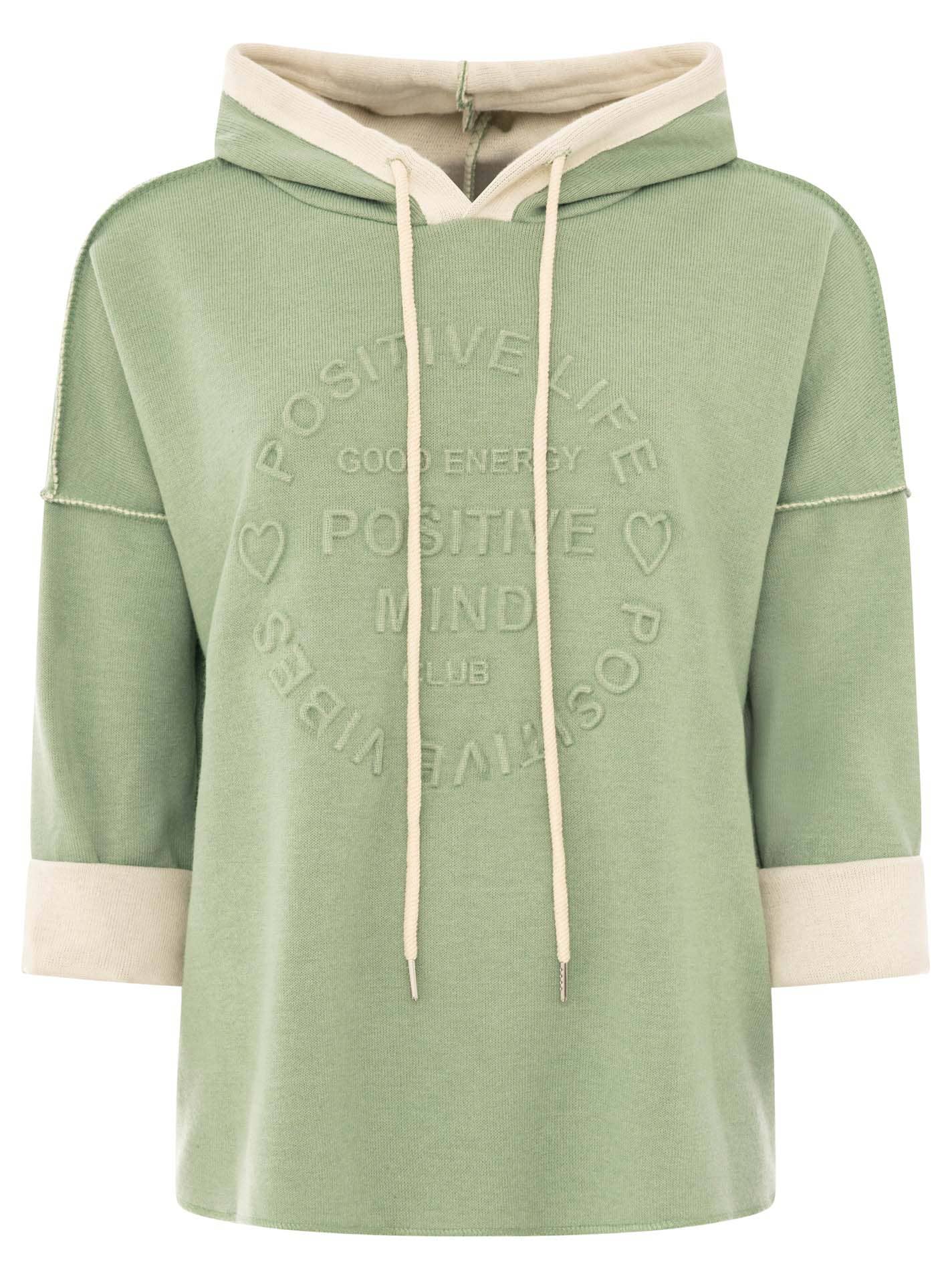 Zwillingsherz Doubleface Hoodie "Positive Mind": Salbei