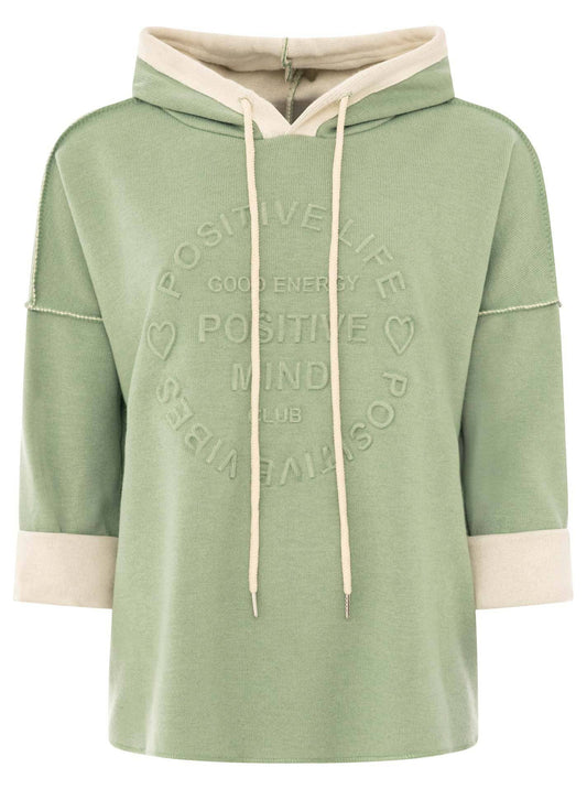 Zwillingsherz Doubleface Hoodie "Positive Mind": Salbei