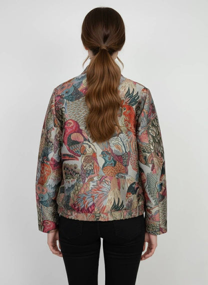 Metallicoptik Jacquard Jacke Paradies Pink