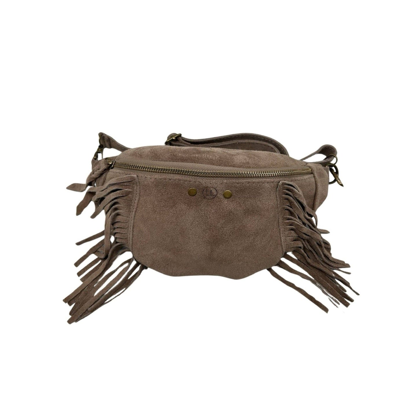 Esperanza Bauchtasche aus Wildleder mit Fransen: KAMEL