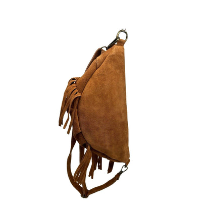 Esperanza Bauchtasche aus Wildleder mit Fransen: KAMEL