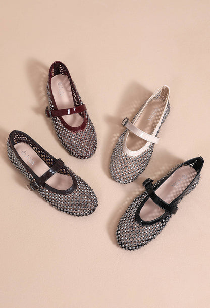 Mary-Jane-Ballerinas mit Strass verziert H8-1530H: Black