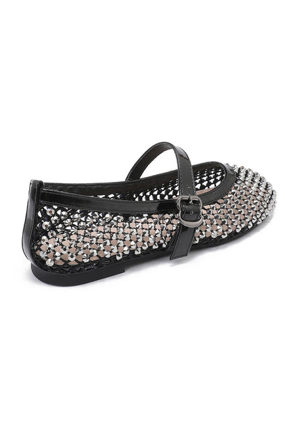 Mary-Jane-Ballerinas mit Strass verziert H8-1530H: Black