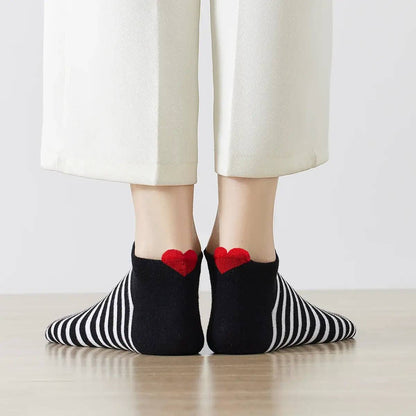 Marine Damen-Kurzsocken Coup de Coeur I 35-41: Blanc/Noir / 35-41