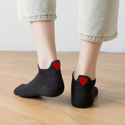 Damen Herz Zunge Socken Rot I 35-41: Noir / 35-41