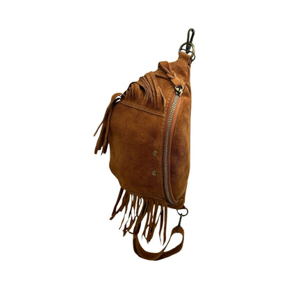 Esperanza Bauchtasche aus Wildleder mit Fransen: KAMEL