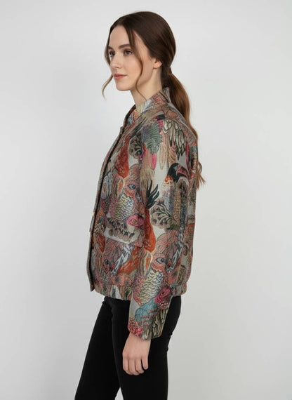 Metallicoptik Jacquard Jacke Paradies Pink