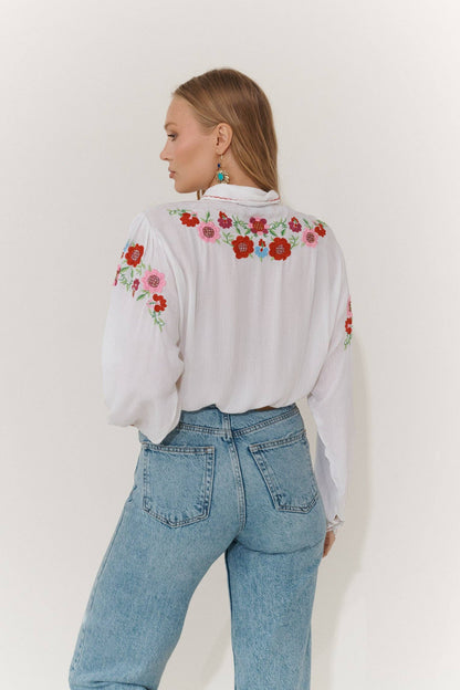 Piti Cuiti Boho Bluse mit Blumen