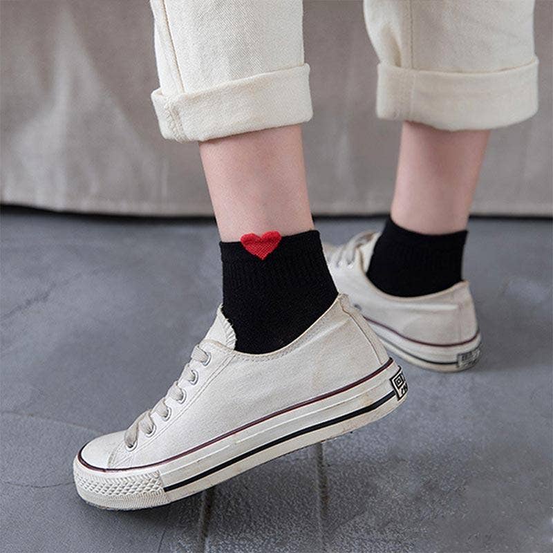 Damen Halbhohe Socken Kleines Herz I 35-41: Blanc / 35-41
