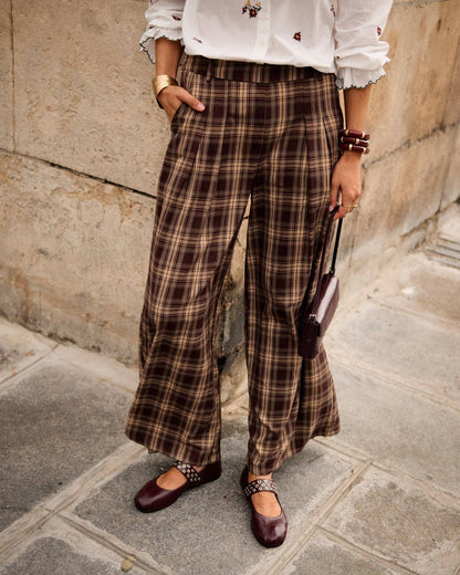 Claude Hose mit hohem Bund Marron