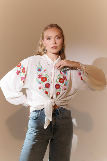 Piti Cuiti Boho Bluse mit Blumen